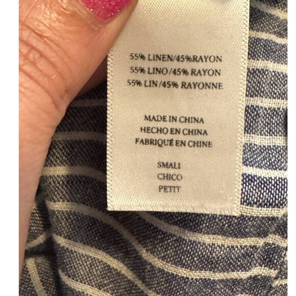 Rails Blue White Stripes Tie-Front Long Sleeves Top Terrenas Blouse size Small - Picture 4 of 10